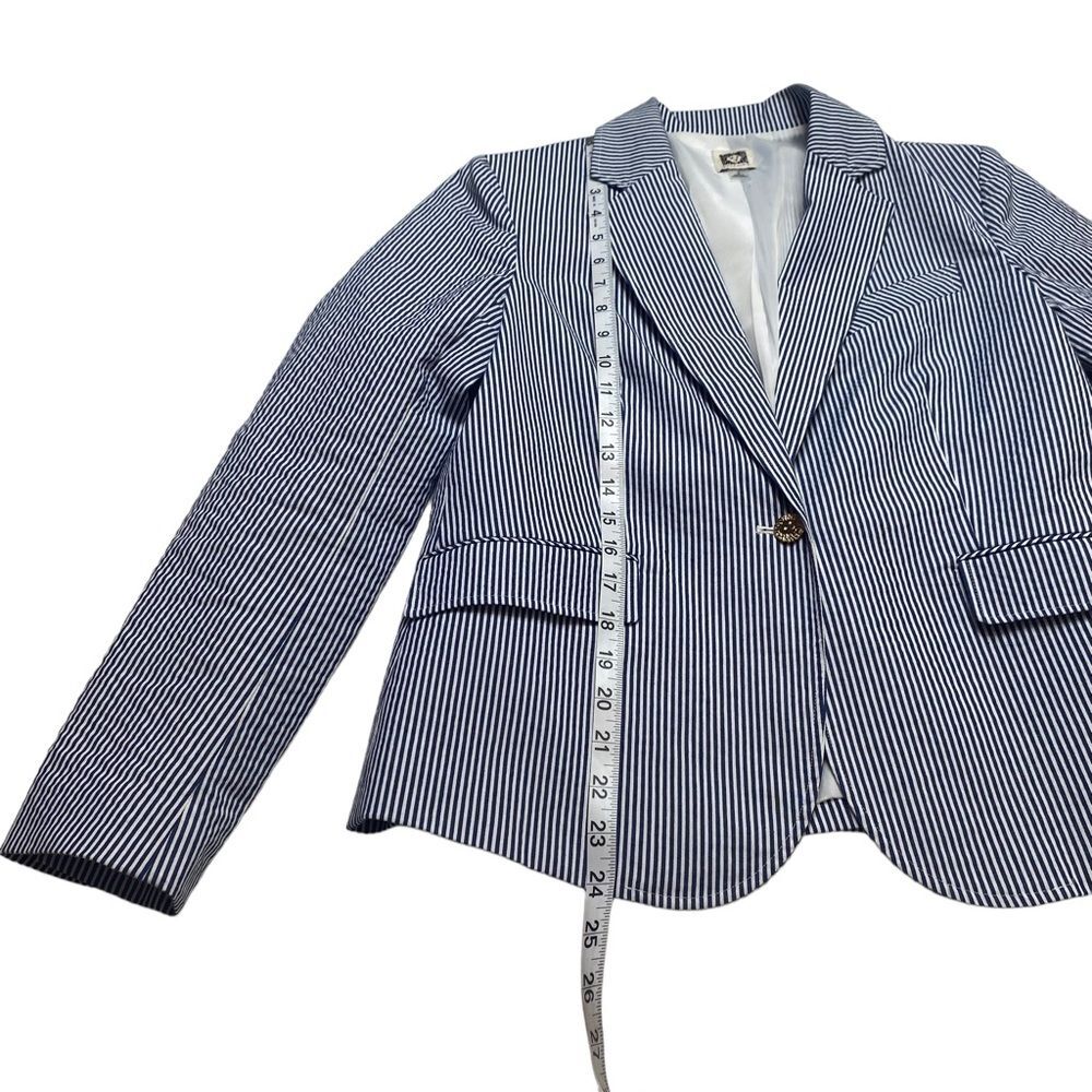 Anne Klein Lined Striped Blazer Jacket Gold Lion Buttons Sz S - Picture 10 of 14